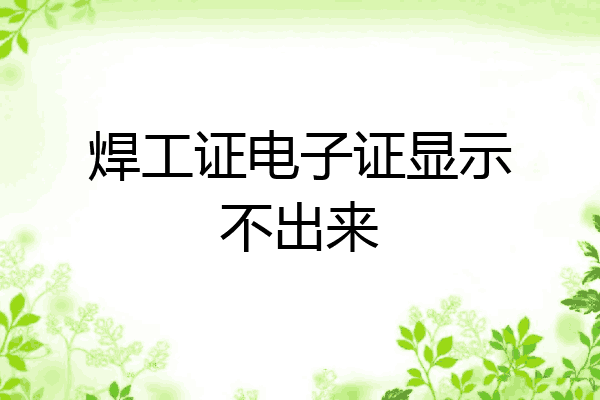 焊工证电子证显示不出来