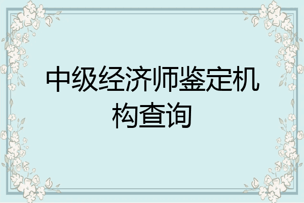 中级经济师鉴定机构查询