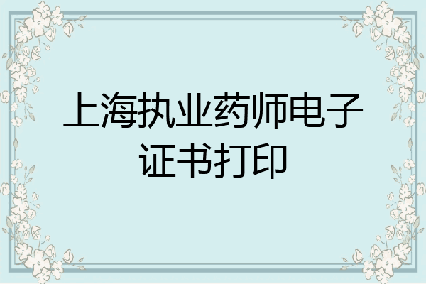 上海执业药师电子证书打印