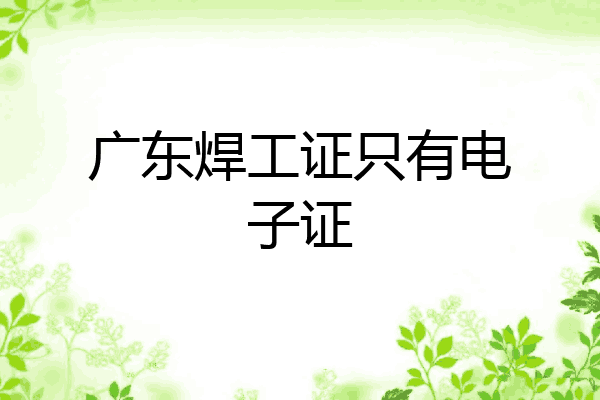 广东焊工证只有电子证