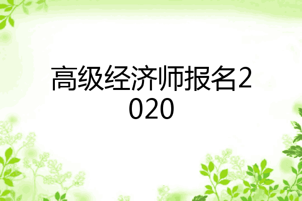 高级经济师报名2020