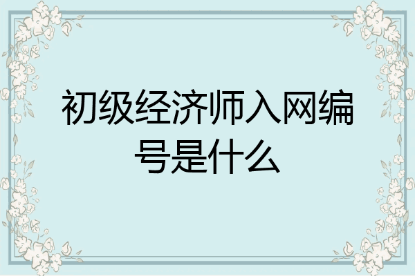 初级经济师入网编号是什么