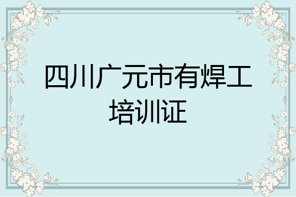 四川广元市有焊工培训证