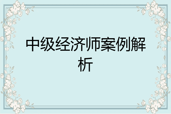 中级经济师案例解析