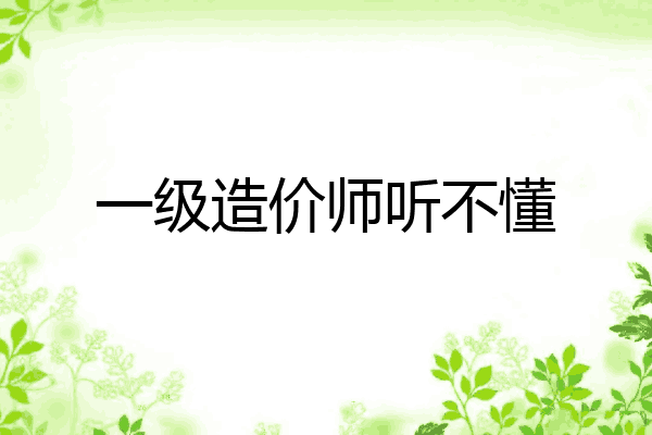 一级造价师听不懂