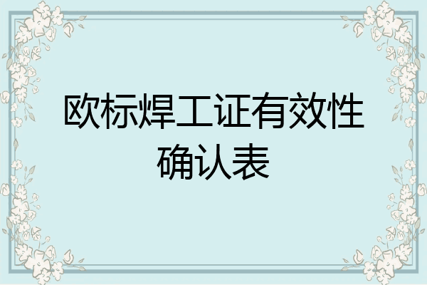 欧标焊工证有效性确认表