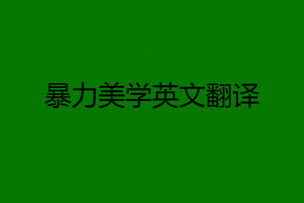 暴力美学英文翻译
