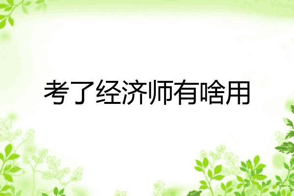 考了经济师有啥用