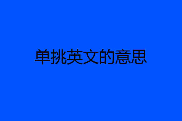 单挑英文的意思