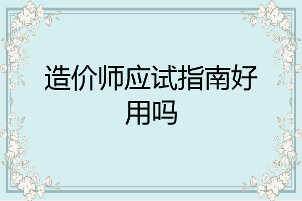 造价师应试指南好用吗