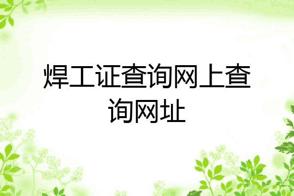 焊工证查询网上查询网址