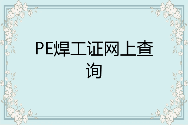 PE焊工证网上查询