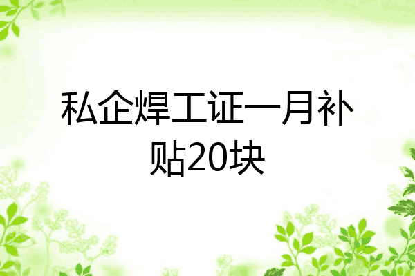 私企焊工证一月补贴20块