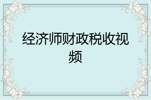 经济师财政税收视频