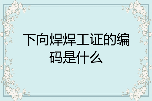 下向焊焊工证的编码是什么