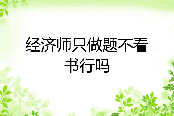 经济师只做题不看书行吗