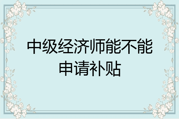 中级经济师能不能申请补贴
