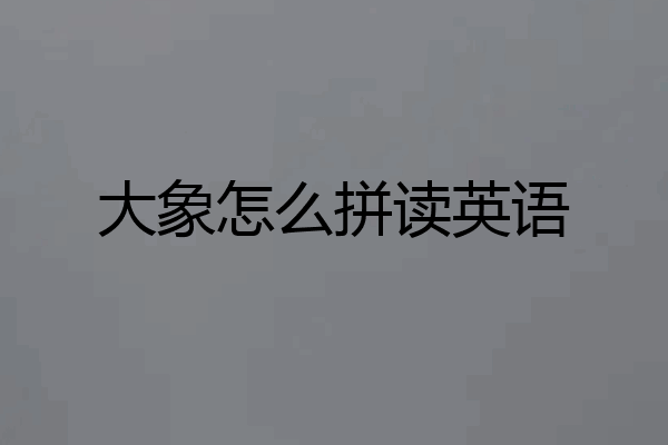 大象怎么拼读英语