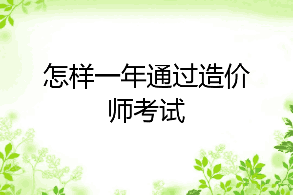 怎样一年通过造价师考试