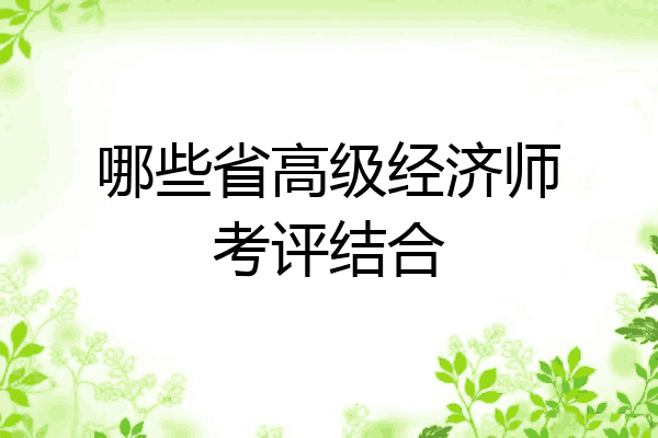 哪些省高级经济师考评结合