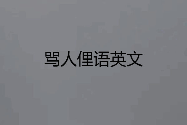 骂人俚语英文