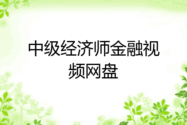 中级经济师金融视频网盘