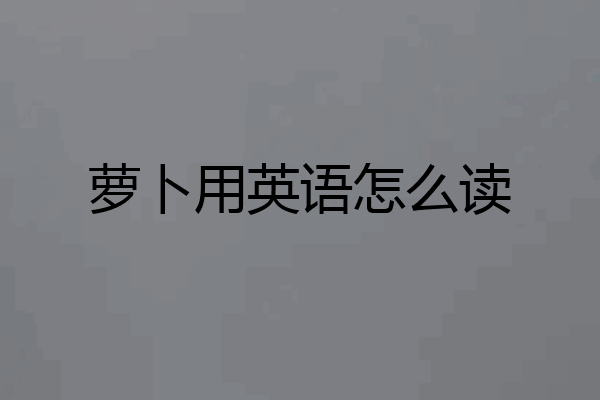 萝卜用英语怎么读