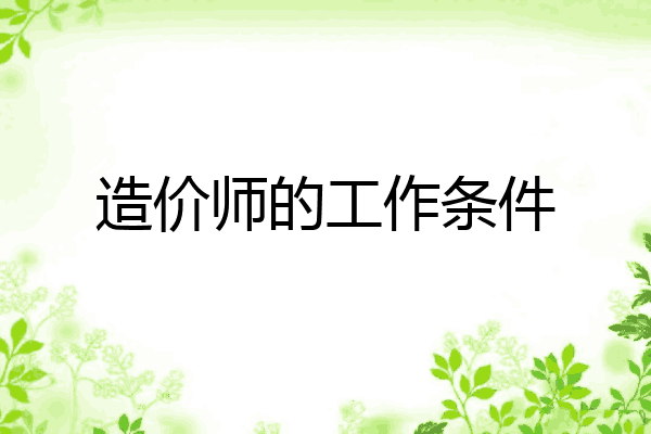 造价师的工作条件