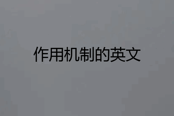作用机制的英文