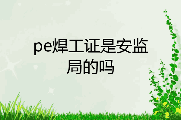 pe焊工证是安监局的吗