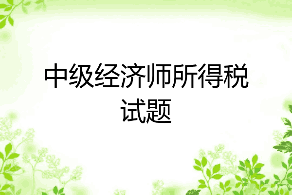 中级经济师所得税试题