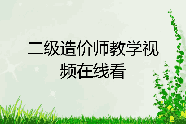 二级造价师教学视频在线看