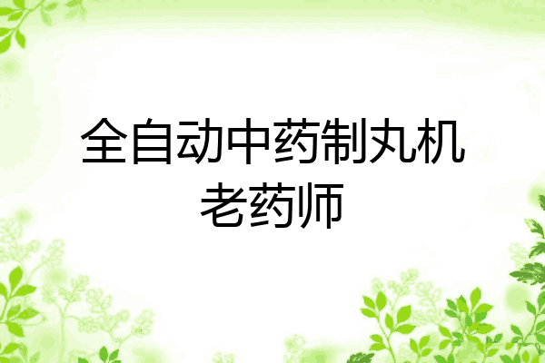 全自动中药制丸机老药师