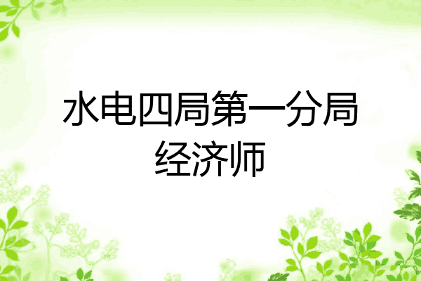 水电四局第一分局经济师