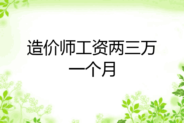 造价师工资两三万一个月