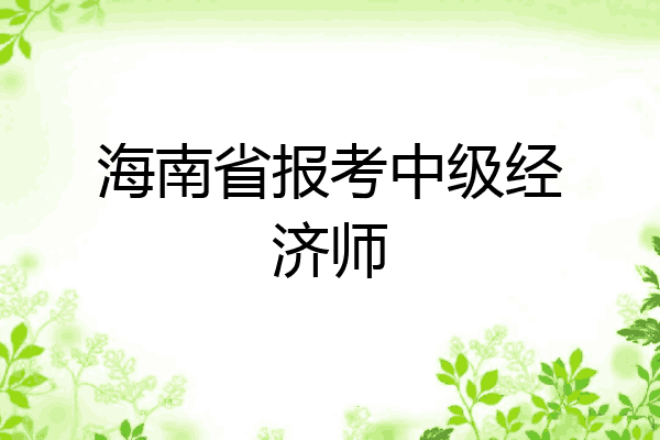 海南省报考中级经济师