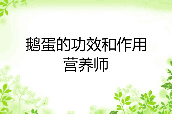 鹅蛋的功效和作用营养师