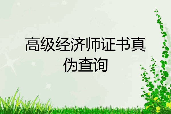 高级经济师证书真伪查询