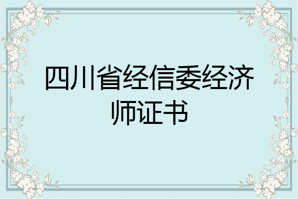 四川省经信委经济师证书