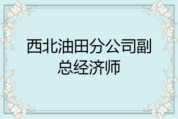 西北油田分公司副总经济师