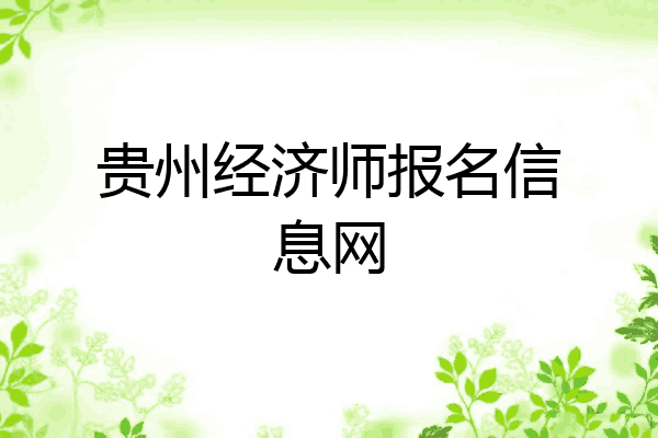 贵州经济师报名信息网
