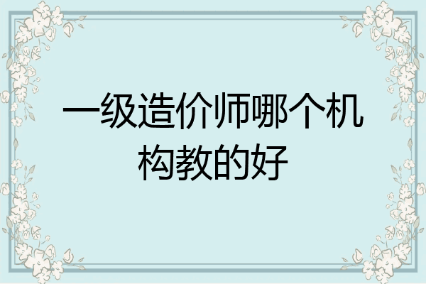 一级造价师哪个机构教的好