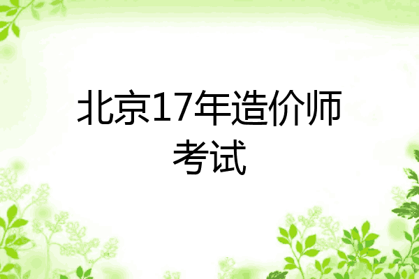 北京17年造价师考试