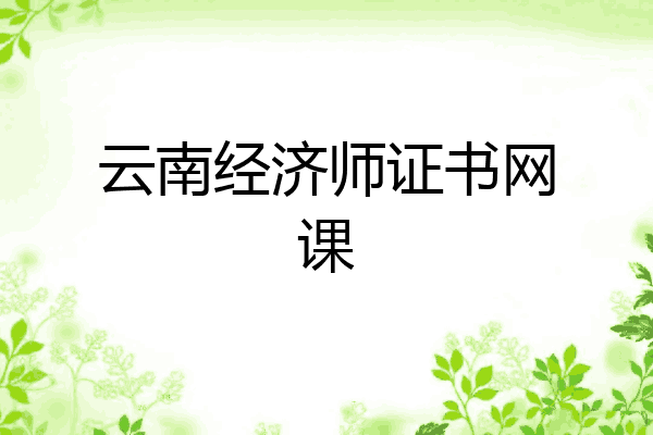 云南经济师证书网课