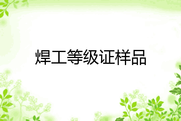 焊工等级证样品
