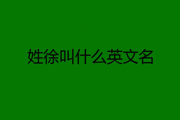 姓徐叫什么英文名