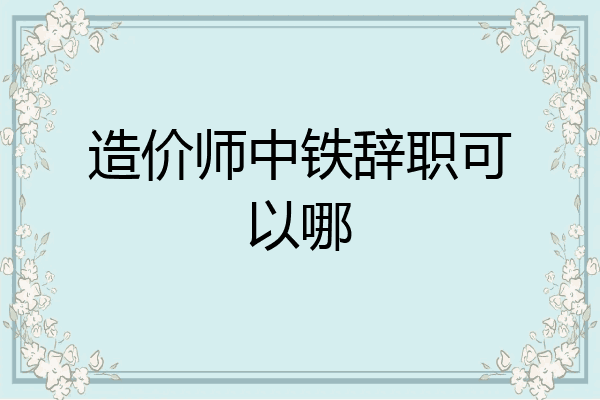 造价师中铁辞职可以哪