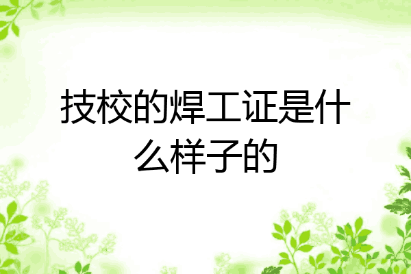 技校的焊工证是什么样子的