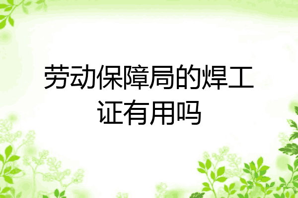 劳动保障局的焊工证有用吗