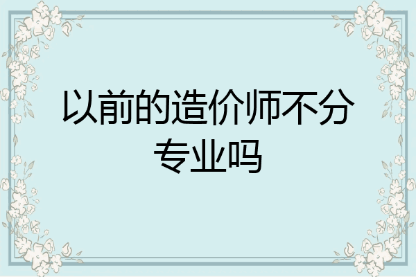以前的造价师不分专业吗